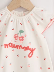 White Cherry Embroidered I love my Mummy Jersey Baby Romper - Image 4 of 8