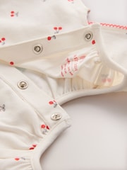 White Cherry Embroidered I love my Mummy Jersey Baby Romper - Image 7 of 8
