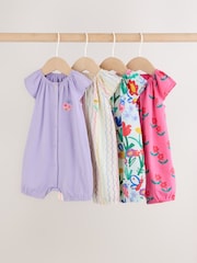 Multi Bright Floral Jersey Baby Rompers 4 Pack - Image 1 of 11