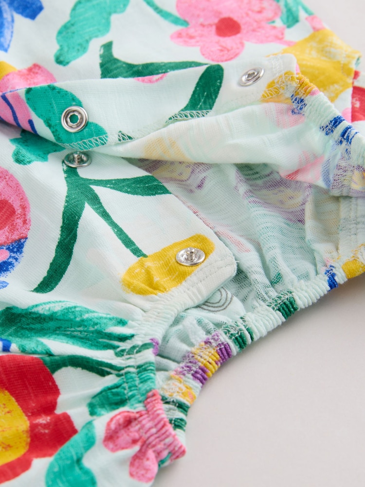 Multi Bright Floral Jersey Baby Rompers 4 Pack - Image 11 of 11