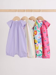 Multi Bright Floral Jersey Baby Rompers 4 Pack - Image 2 of 11