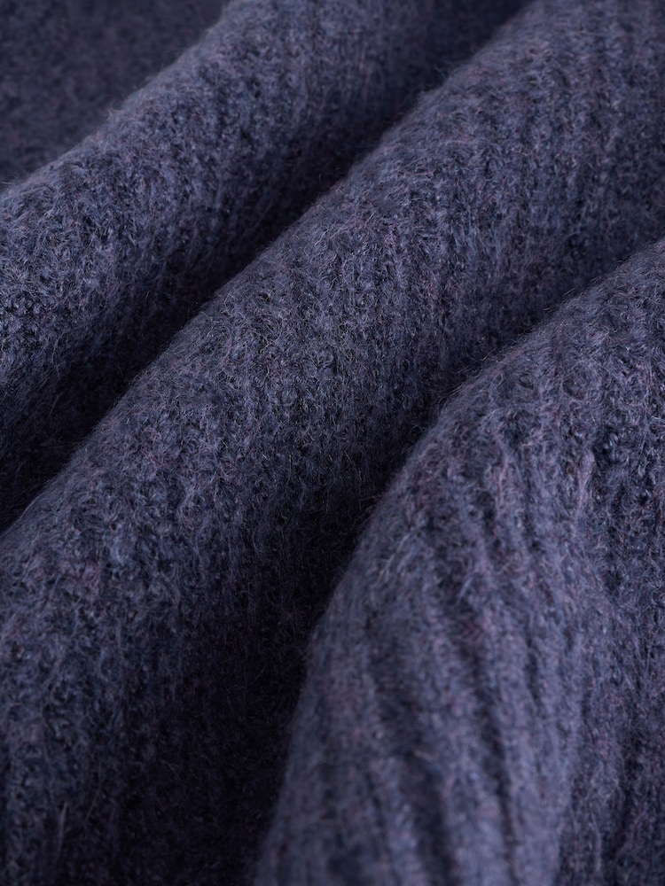 Navy Blue Stripe Scarf Layer Lace Trim Knitted Jumper - Image 4 of 4 Navy Blue Stripe Scarf Layer Lace Trim Knitted Jumper - Image 4 of 4