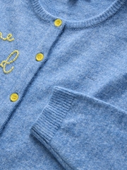 Chambray Blue Embellished Crew Neck Knitted Cardigan - Image 3 of 3