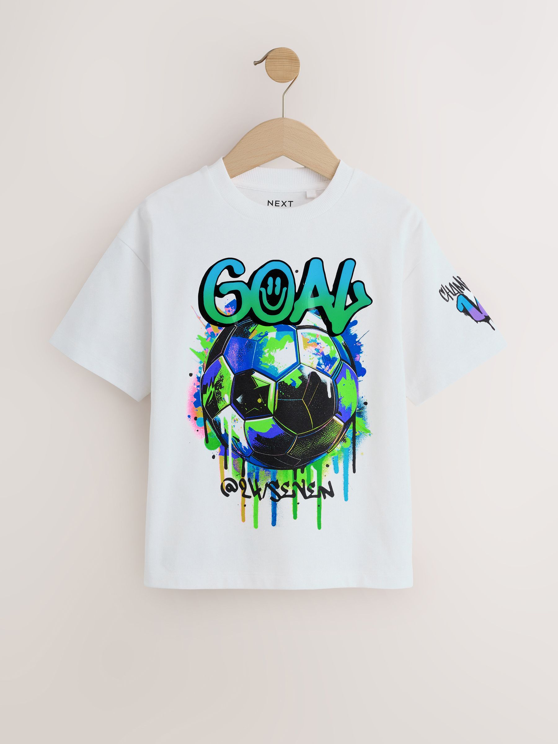Buy White Short Sleeve Graphic Football T-Shirt (3-16yrs) from the