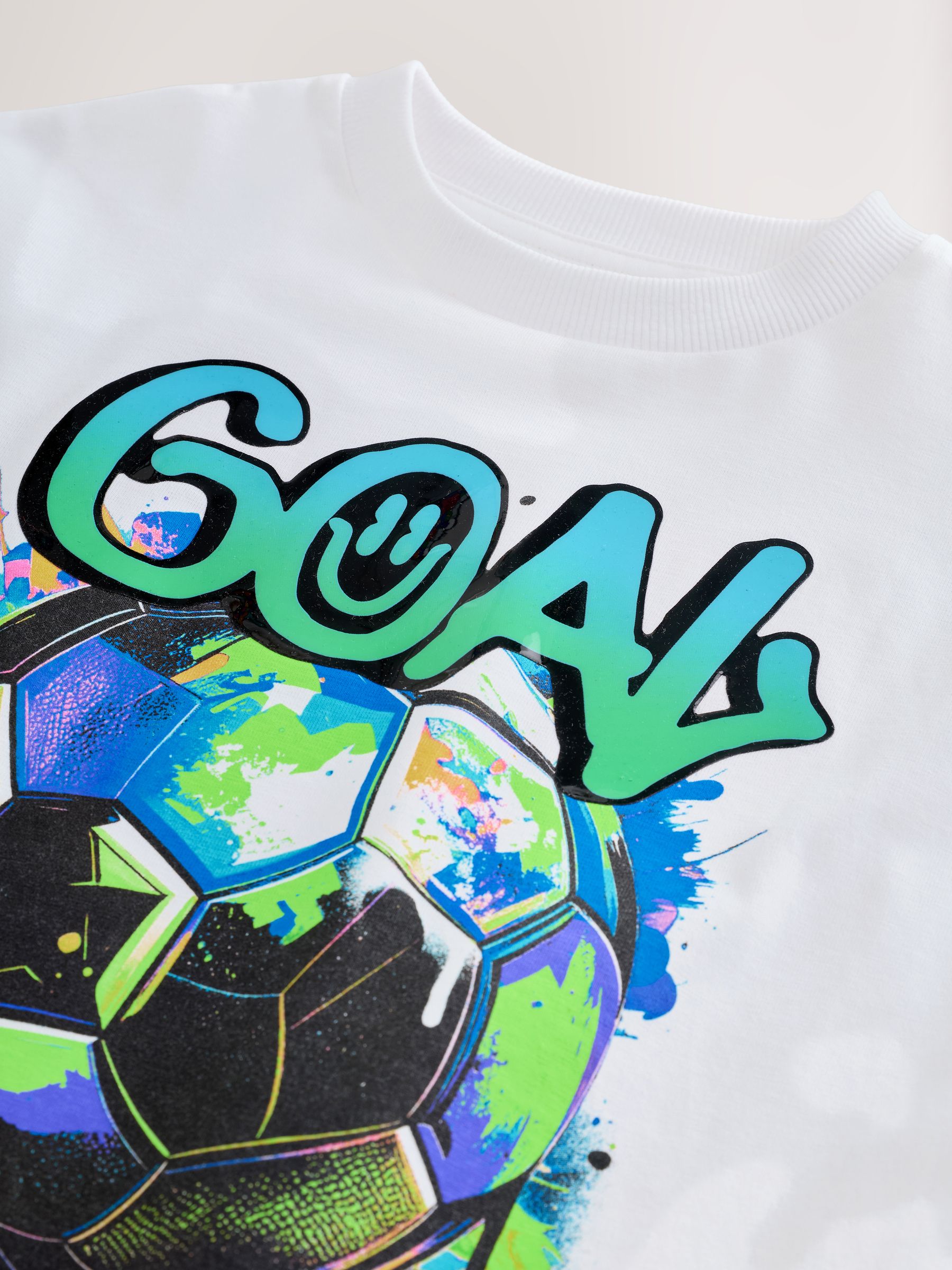 Buy White Short Sleeve Graphic Football T-Shirt (3-16yrs) from