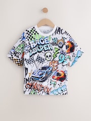 White Racing Graffit Short Sleeve Graphic T-Shirt (3-16yrs) - Image 5 of 8