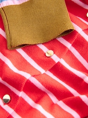 Red Multi Stripe Soft Touch Cotton Rich Pocket Front Cardigan - Image 3 of 3
