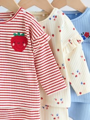 فراولة لون أحمر - طقم بلوزة بأكمام طويلة وبنطال ضيق 6 قطعة (من عمر 0شهر إلى3سنة) - صورة 11 من 16