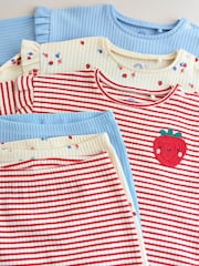 فراولة لون أحمر - طقم بلوزة بأكمام طويلة وبنطال ضيق 6 قطعة (من عمر 0شهر إلى3سنة) - صورة 12 من 16