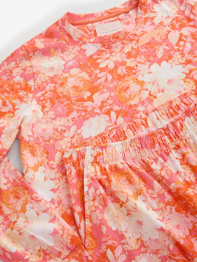 Laura Ashley Coral Pink Mathilde Jersy Twosie Pyjamas - Image 9 of 9 Laura Ashley Coral Pink Mathilde Jersy Twosie Pyjamas - Image 9 of 9