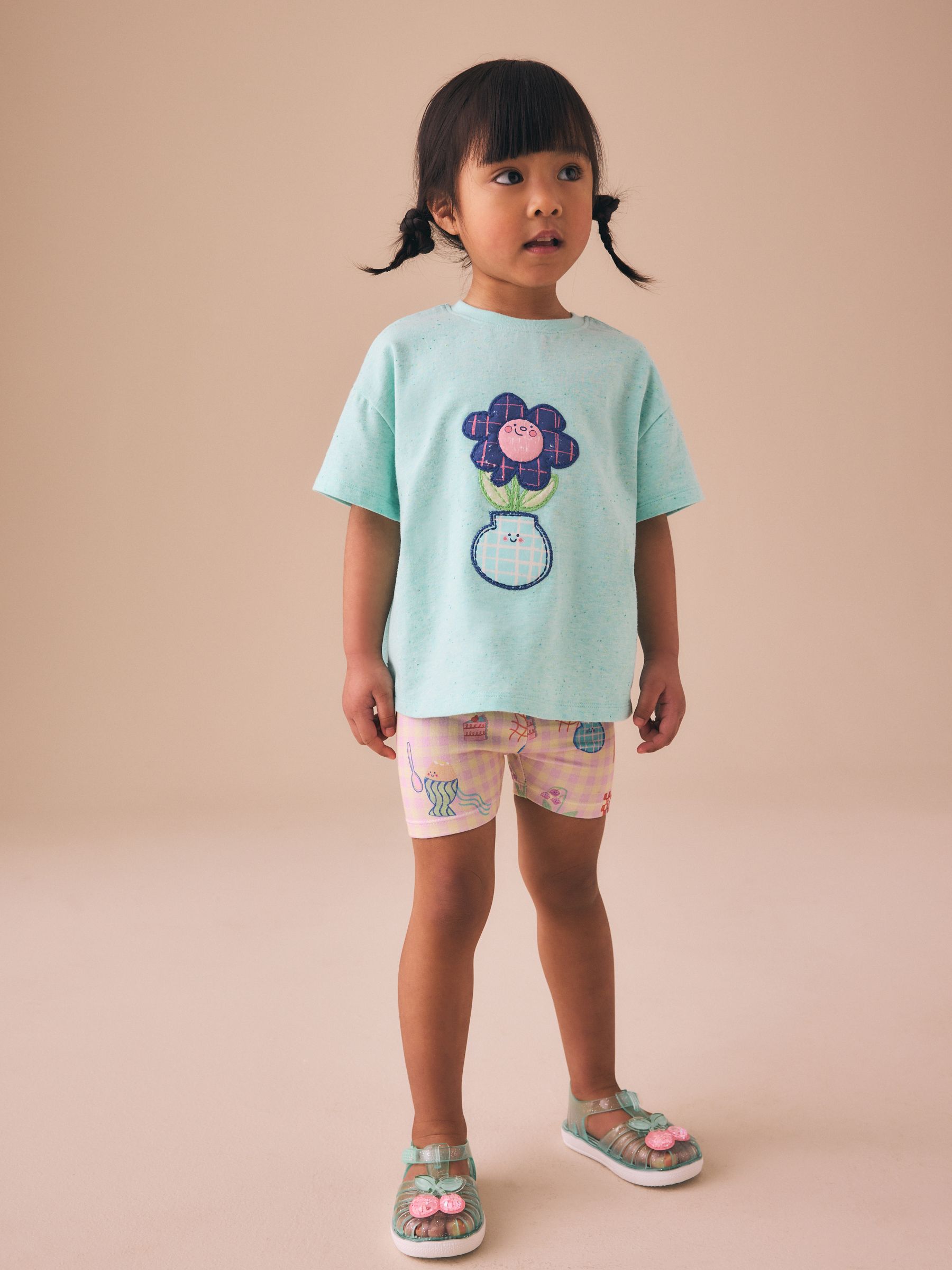 Buy Blue Flower Short Sleeve T-Shirt and Cycle Shorts Set (3mths