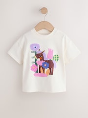 Ecru White Horse Short Sleeve T-Shirt (3mths-7yrs) - Image 4 of 7