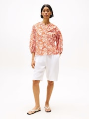 Tommy Hilfiger Orange Relaxed Fit Voile Blouse With Silk - Image 3 of 5