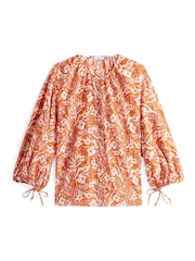 Tommy Hilfiger Orange Relaxed Fit Voile Blouse With Silk - Image 5 of 5
