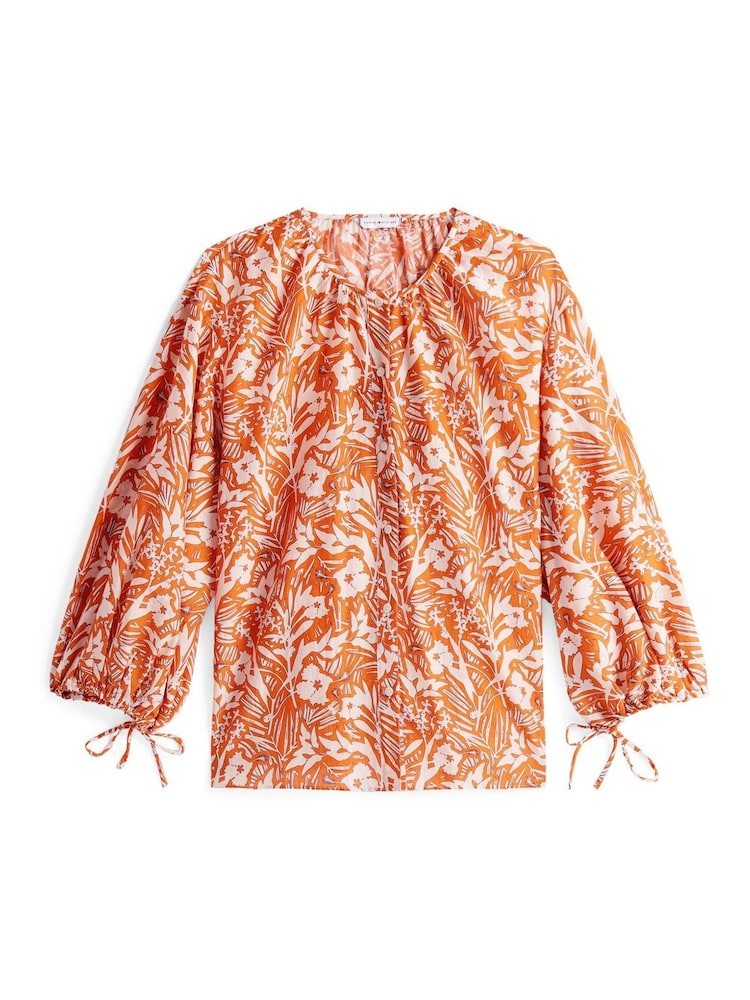 Tommy Hilfiger Orange Relaxed Fit Voile Blouse With Silk - Image 5 of 5