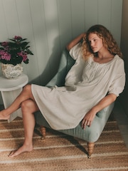 Laura Ashley White Midi Textured Cotton Double Cloth Nightie - Image 2 of 6