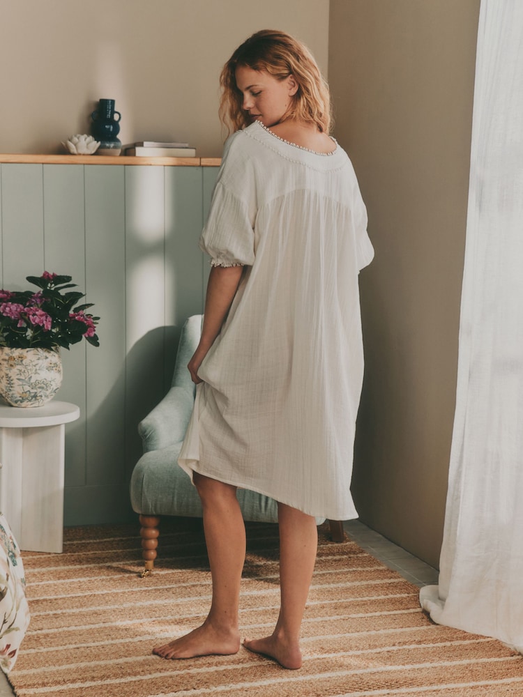 Buy Laura Ashley White Midi Textured Cotton Double Cloth Nightie from Next  Netherlands