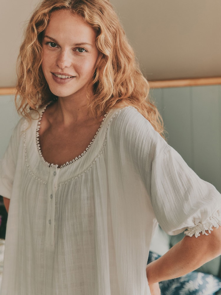 Buy Laura Ashley White Midi Textured Cotton Double Cloth Nightie from Next  Netherlands