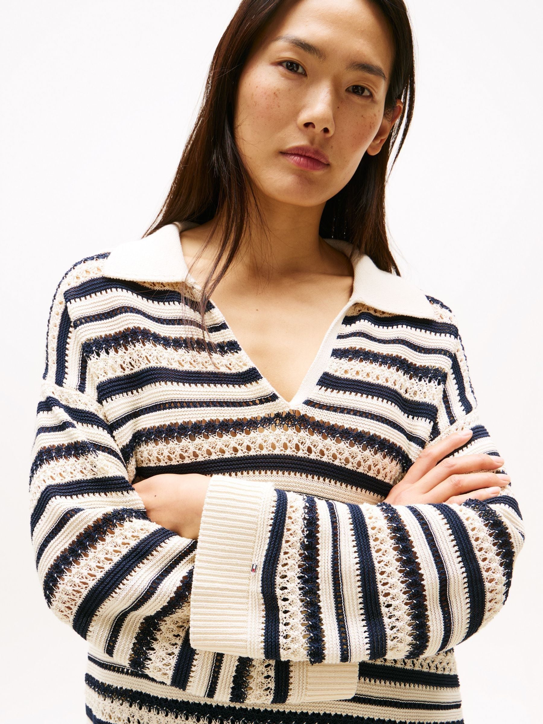 Buy Tommy Hilfiger Natural Oversized Crochet Polo Jumper from Next USA