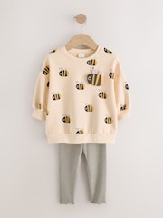 Cream Stripe Bee Sweatshirt and Leggings Set (3mths-7yrs) - Image 1 of 5