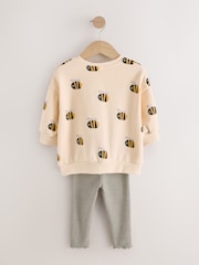 Cream Stripe Bee Sweatshirt and Leggings Set (3mths-7yrs) - Image 3 of 5