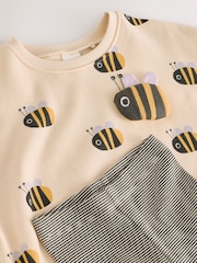 Cream Stripe Bee Sweatshirt and Leggings Set (3mths-7yrs) - Image 4 of 5