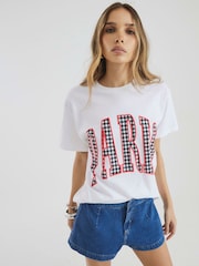 River Island White Paris Gingham T-Shirt - Image 1 of 4