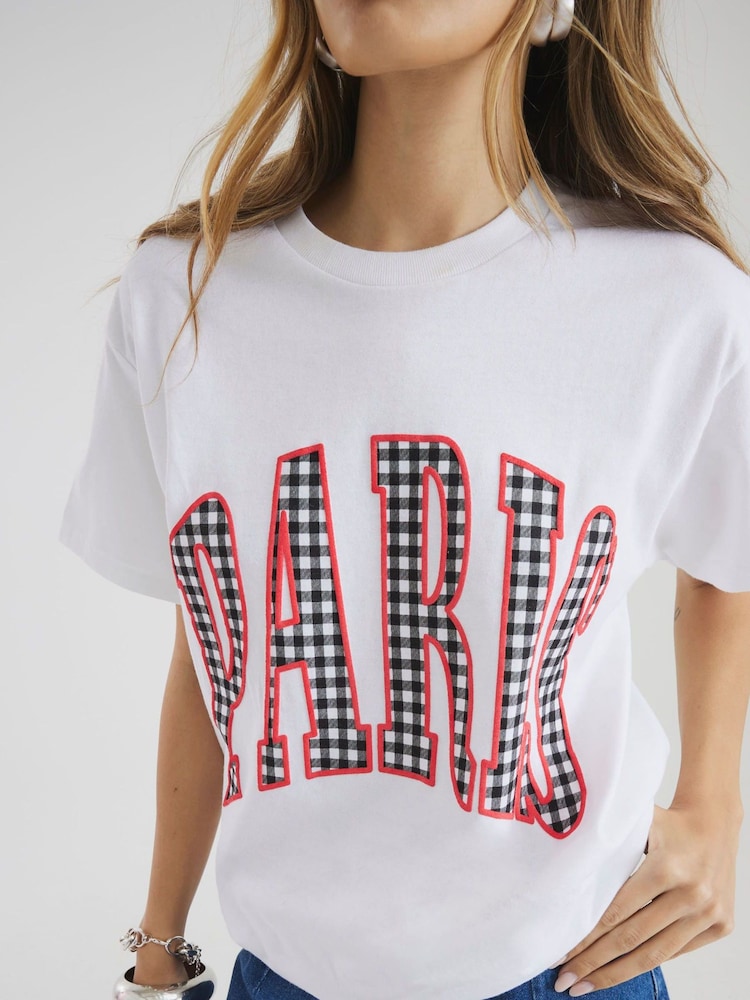River Island White Paris Gingham T-Shirt - Image 4 of 4