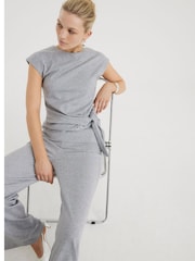 River Island Grey Pinstripe Knot Detail Top - Image 1 of 4