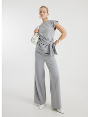 River Island Grey Pinstripe Knot Detail Top - Image 2 of 4