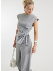 River Island Grey Pinstripe Knot Detail Top - Image 3 of 4