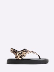 River Island Brown Toe Thong Footbed Sandals - Image 2 of 6