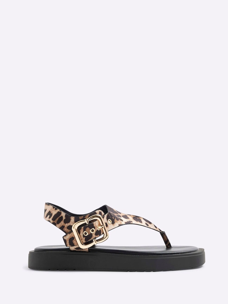 River Island Brown Toe Thong Footbed Sandals - Image 2 of 6