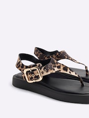 River Island Brown Toe Thong Footbed Sandals - Image 4 of 6