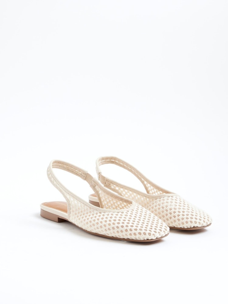 River Island Cream Crochet Slingback Shoes - Image 2 of 5 River Island Cream Crochet Slingback Shoes - Image 2 of 5