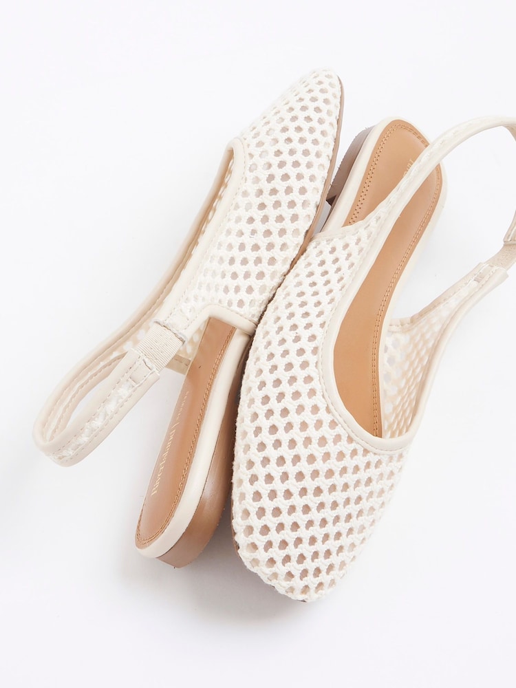 River Island Cream Crochet Slingback Shoes - Image 5 of 5 River Island Cream Crochet Slingback Shoes - Image 5 of 5