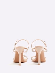 River Island Pink Diamante T Bar Heel Sandals - Image 4 of 6