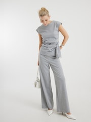 River Island Grey Sporty Drawstring Wide Leg Trousers - Image 1 of 4