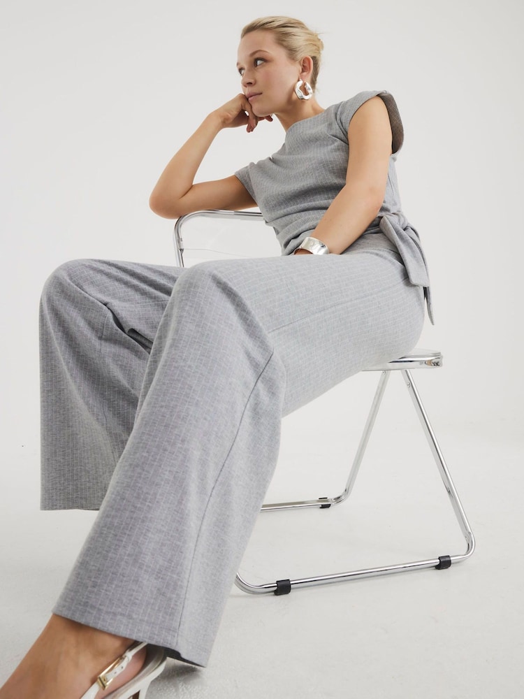 River Island Grey Sporty Drawstring Wide Leg Trousers - Image 2 of 4 River Island Grey Sporty Drawstring Wide Leg Trousers - Image 2 of 4