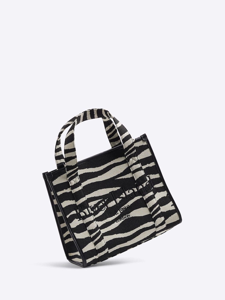 Negro - River Island Embroidered Canvas Tote Bag - Imagen 2 de 6