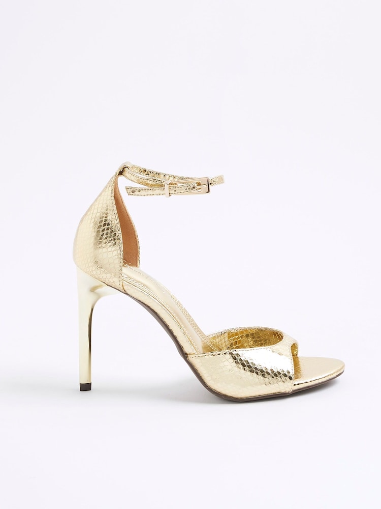 River Island Gold Closed Back Barely There Sandals - Image 2 of 6