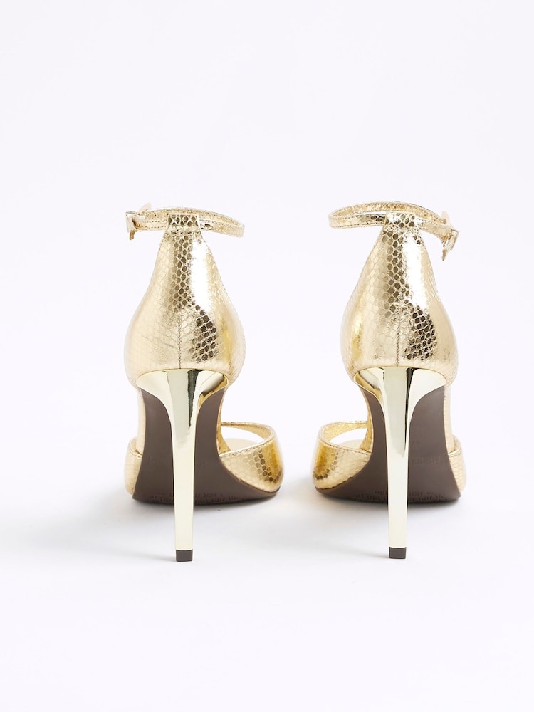 River Island Gold Closed Back Barely There Sandals - Image 6 of 6