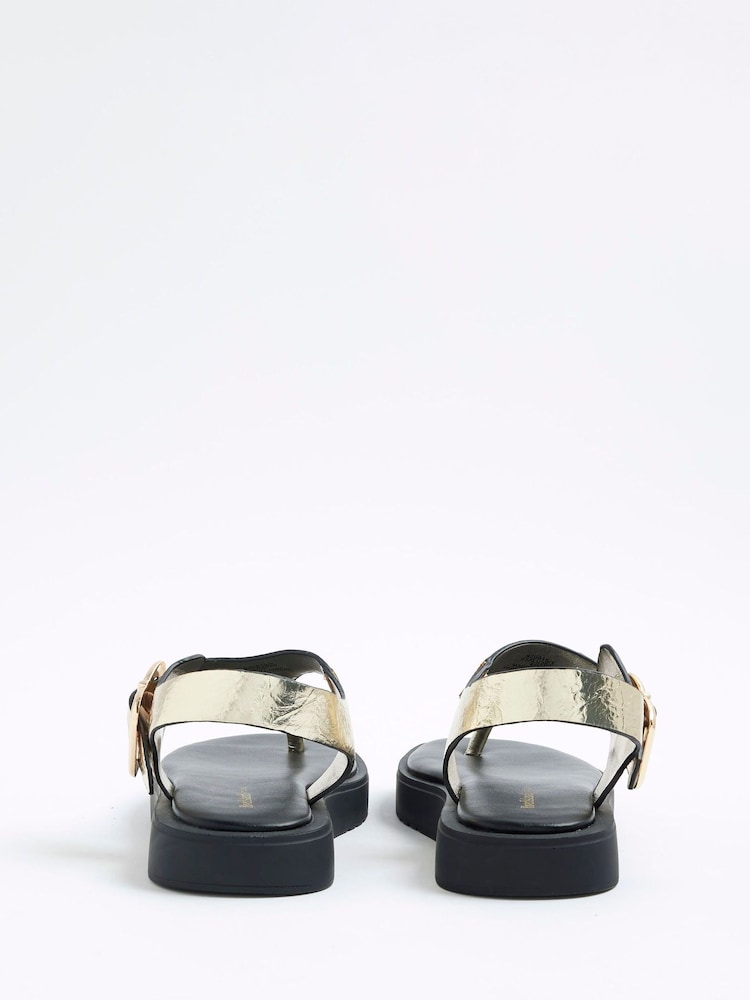 River Island Gold Toe Thong Footbed Sandals - Image 2 of 5 River Island Gold Toe Thong Footbed Sandals - Image 2 of 5