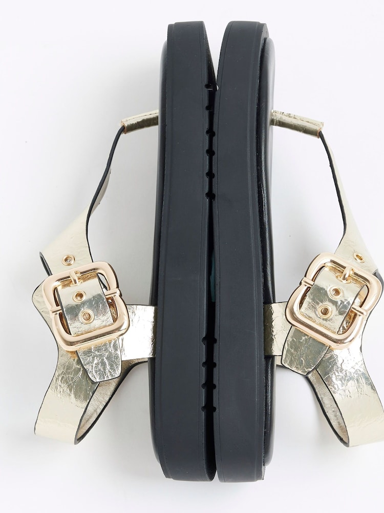 River Island Gold Toe Thong Footbed Sandals - Image 5 of 5 River Island Gold Toe Thong Footbed Sandals - Image 5 of 5