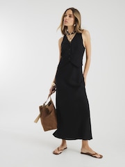 River Island Black Waistcoat Column Midi Dress - Image 1 of 4