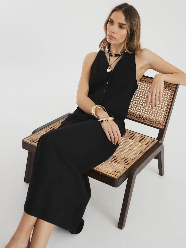 River Island Black Waistcoat Column Midi Dress - Image 2 of 4