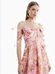 River Island Pink Premium 3D Floral Print Midi Dress - Image 5 of 6