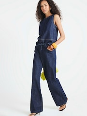 River Island Blue Dark Wide Leg Tie Front Jeans - Image 3 of 4