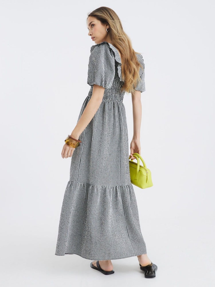 River Island Black V-Neck Frill Midi Dress - Image 2 of 4