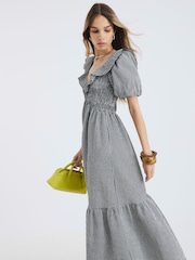 River Island Black V-Neck Frill Midi Dress - Image 3 of 4